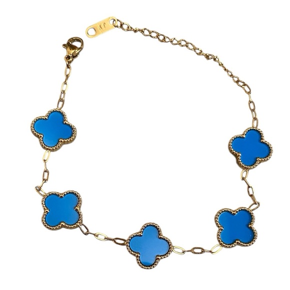 JY 18k yellow gold plated 5 clover leaf bracelet - Picture 5 of 7